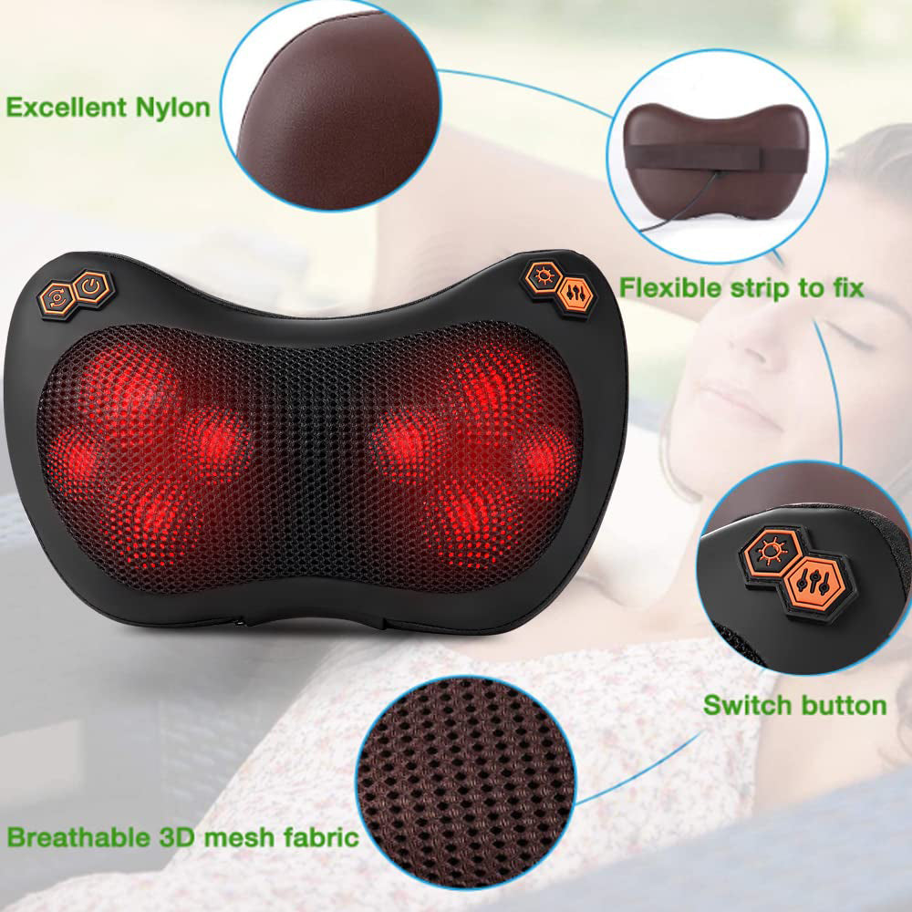 Premium Electric Shiatsu Massage Pillow for Neck, Back, and Body Pain Relief | Multifunctional Heating Massage Pillow for Car