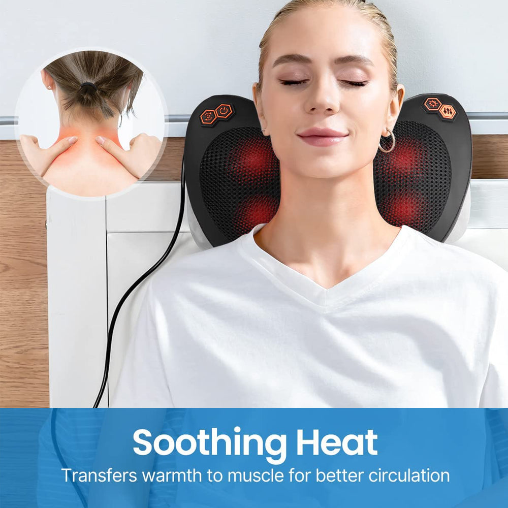 Premium Electric Shiatsu Massage Pillow for Neck, Back, and Body Pain Relief | Multifunctional Heating Massage Pillow for Car