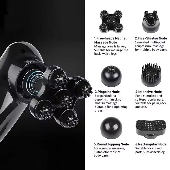 Premium Infrared Electric Handheld Massager with Heat - Full Body Percussion Massage Stick for Neck, Back, and Waist Relief, 