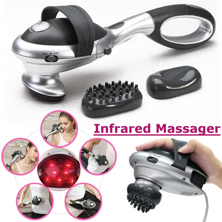 Premium Infrared Electric Handheld Massager with Heat - Full Body Percussion Massage Stick for Neck, Back, and Waist Relief, 
