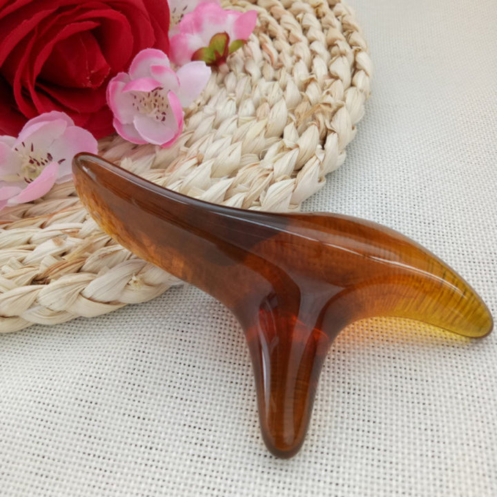 Premium Amber Resin Gua Sha Scraping Tool for Foot Massage and Relaxation, Antibacterial Beeswax Material, Ergonomic Handle,