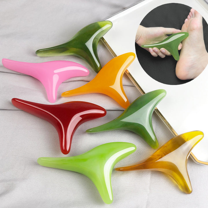 Premium Amber Resin Gua Sha Scraping Tool for Foot Massage and Relaxation, Antibacterial Beeswax Material, Ergonomic Handle,