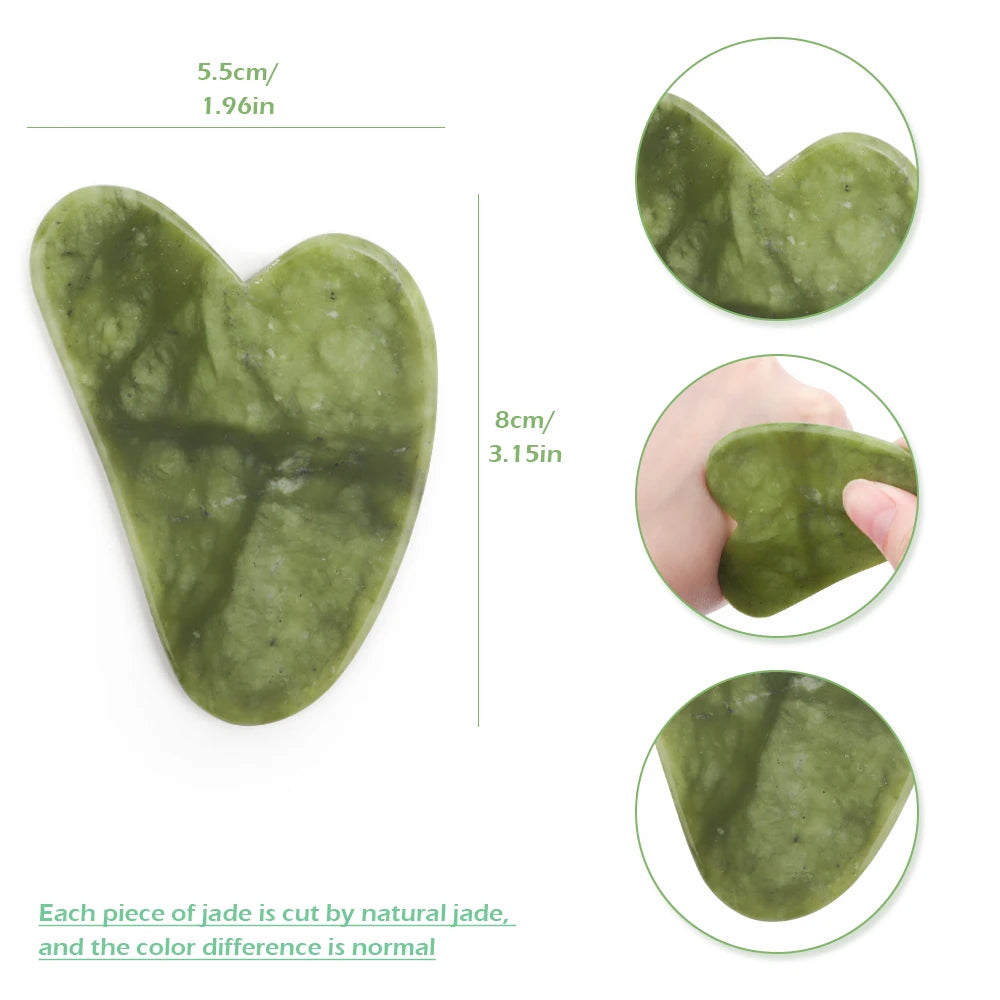 Premium Natural Jade Gua Sha Scraper Board for Face Massage, Acupoint Meridian Relaxation, Skin Lifting and Eye Care SPA Tool