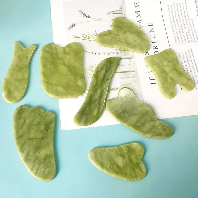 Premium Natural Jade Gua Sha Scraper Board for Face Massage, Acupoint Meridian Relaxation, Skin Lifting and Eye Care SPA Tool