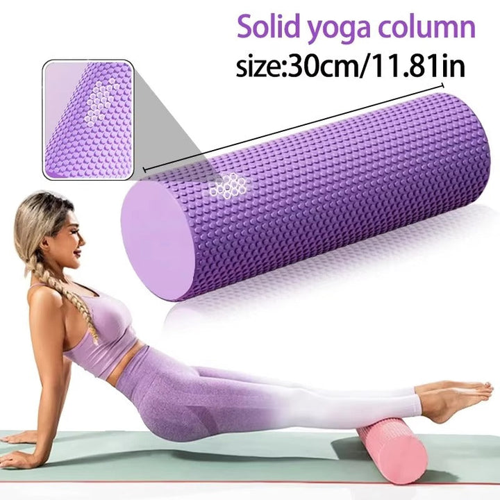 Premium EVA Foam Yoga Roller for Pilates & Home Workouts, 9.5cm Diameter, 29.7cm Length, Enhanced Hexagonal Design for Effective Muscle Recovery and Flexibility - StrengthXPhysiotherapy