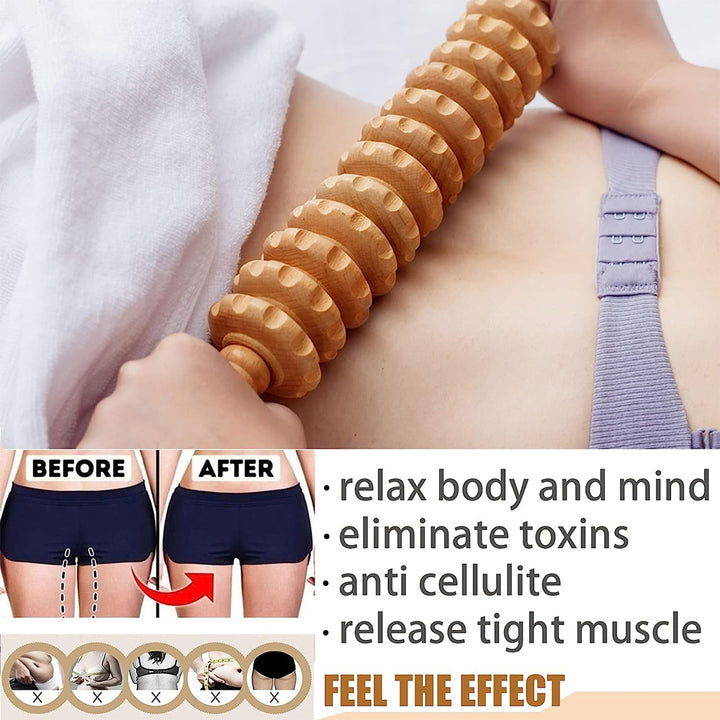 Premium Wood Therapy Massage Tools Set for Body Shaping, Anti-Cellulite, Lymphatic Drainage, Ergonomic Massage Rollers