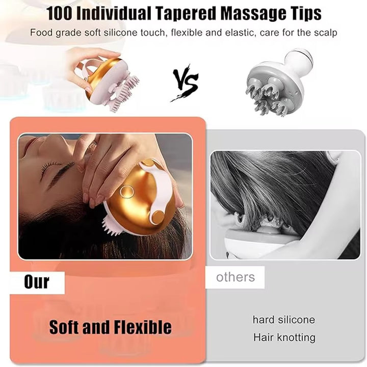 Premium Rechargeable Electric Scalp Massager for Hair Growth, Stress Relief & Headache Relief – Waterproof Handheld Massager