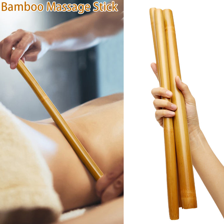 Premium Bamboo Massage Stick Set - Natural Anti-Cellulite Gua Sha Tool for Relaxing Fascia Muscle Massage, Tension Relief
