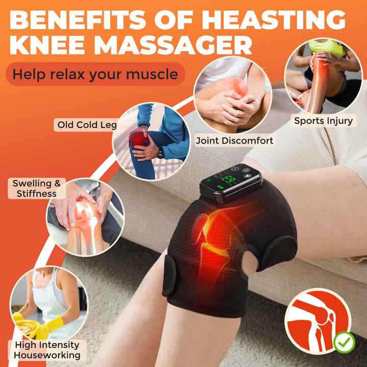 Premium USB Electric Heating Kneepads & Shoulder Massager | 3-in-1 Adjustable Heated Brace with Three Heat Levels & Vibration