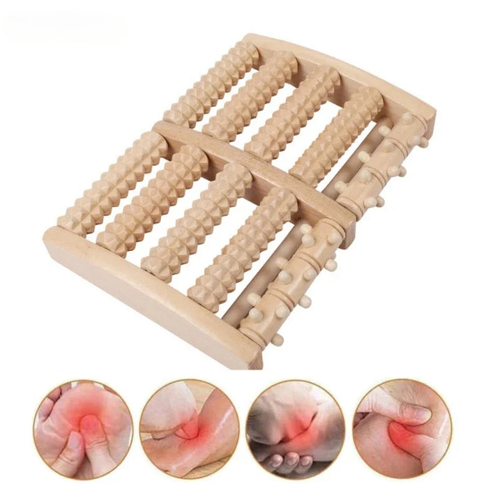 Premium Wooden Foot Massager Roller for Stress Relief & Plantar Fasciitis Pain Relief, Portable Acupressure Dual Massage 