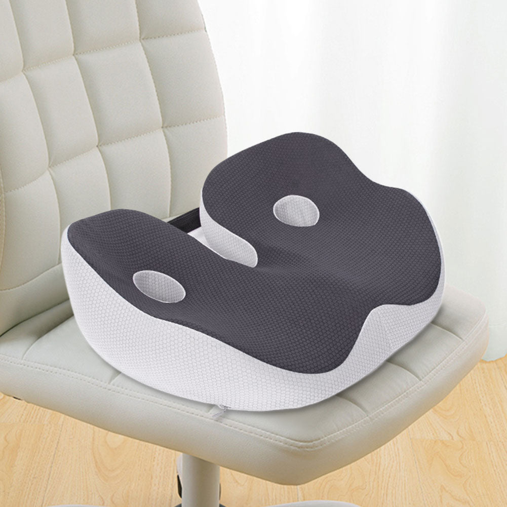 Premium Memory Foam Sit Bone Relief Cushion – Ergonomic Washable Seat Cushion for Pressure Relief, Breathable Comfort, Long 