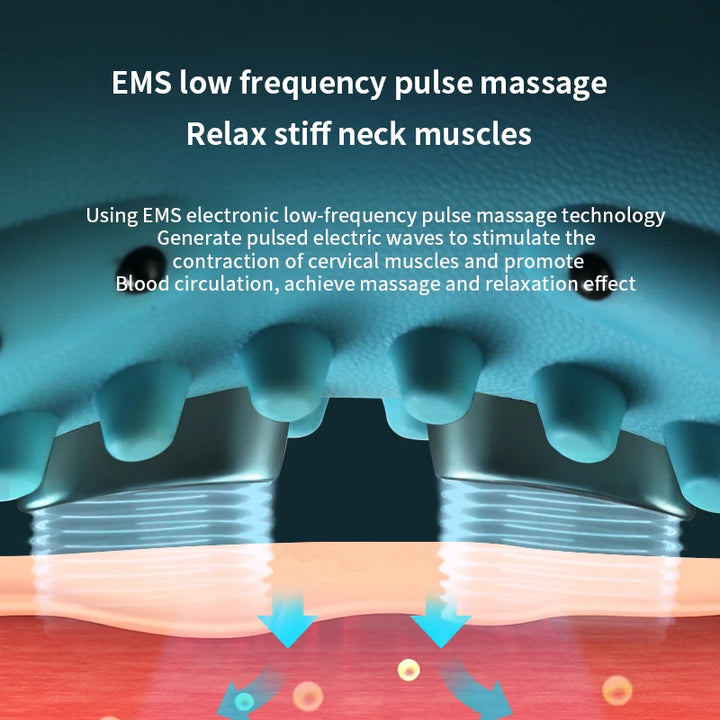 Premium Electric EMS Neck Massager with Heated Neck Stretcher, Vibration and Infrared Airbag Cervical Spine Support for 
