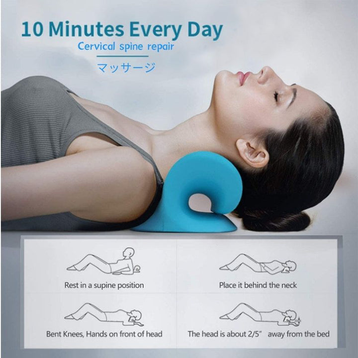 Premium Neck and Shoulder Stretcher Relaxer - Cervical Chiropractic Traction Device, Ergonomic Massage Pillow for Pain 