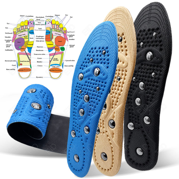 Premium Magnetic Therapy Insoles for Foot Acupressure - Soft Sports Cushion Inserts, Sweat-Absorbing & Deodorant, Unisex 