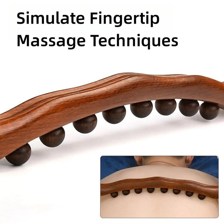 Premium Beech Wood Massage Stick with 20 Beads for Acupressure & Scraping Therapy – Relaxing Back, Neck & Body Treatment 
