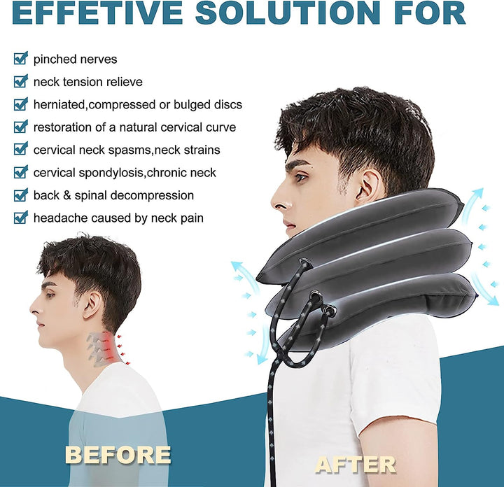 High-Quality Inflatable Neck Collar Pillow for Cervical Traction & Posture Correction, Orthopedic Pain Relief for Neck,