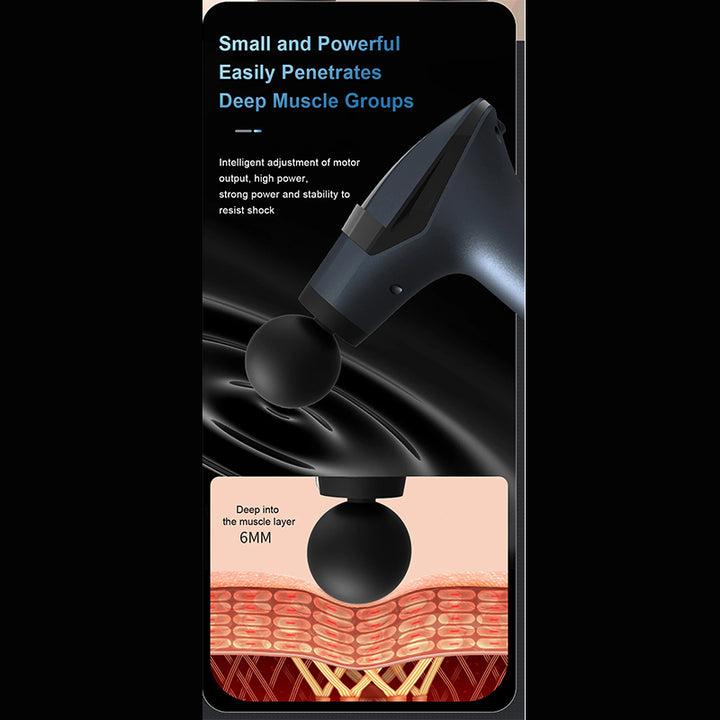 High-Quality Long-Handle Deep Tissue Massage Gun with 12-Speed Digital Display, Multifunctional Percussion Body Massager for Muscle Relaxation - StrengthXPhysiotherapy