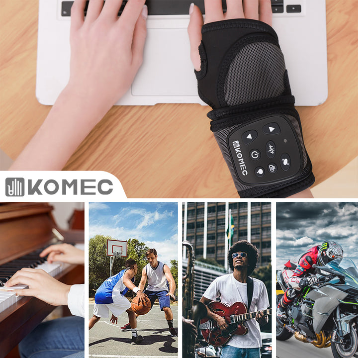 Premium Electric Hand Massager - 3-in-1 Multi-Function Vibration Wristband with Air Compression, Heat, and Kneading for 