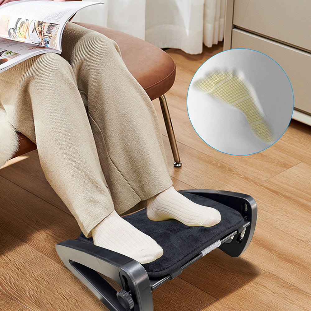 Premium Ergonomic Under Desk Footrest with Massage Surface, 6-Height Adjustable Foot Stool, Non-Slip Design for Office &  