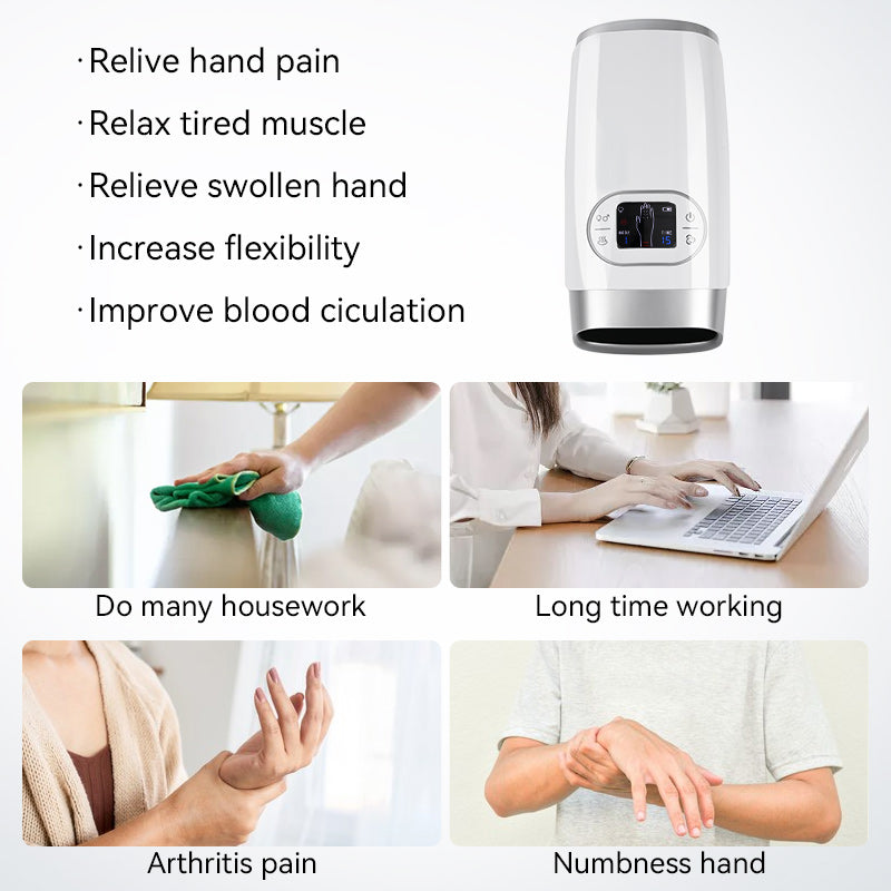 Premium Heated Hand Massager with Air Pressure and Hot Compress for Arthritis Relief, Cold Hand Comfort, and Finger Numbness