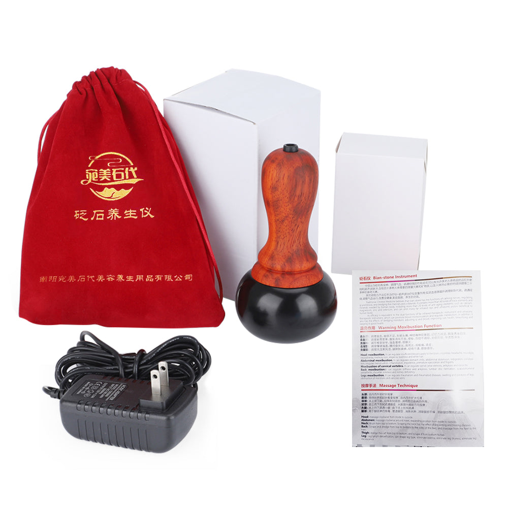 Premium Hot Stone Electric Gua Sha Massager for Skin Lift & Muscle Relaxation – Natural Bianstone, 5 Temperature Settings, 