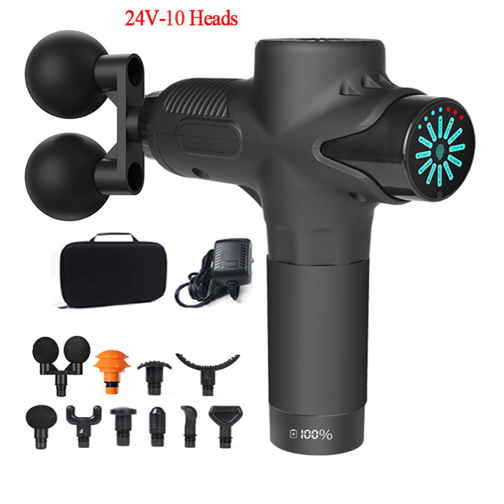 Premium 24V Deep Tissue Massage Gun with Hot & Cold Compress, 12 Heads, High-Frequency Muscle Relaxation for Neck, Shoulder & Full Body Recovery - StrengthXPhysiotherapy