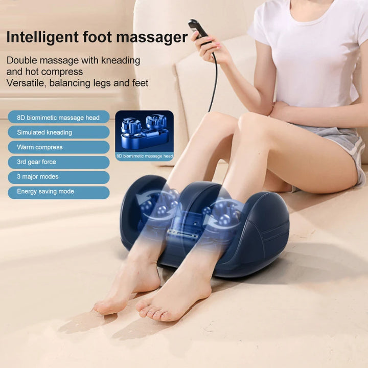 Premium Electric Foot Leg Massager | Deep Tissue Shiatsu Kneading | Heated Roller for Calf Relief | Stress Relief Foot Care 