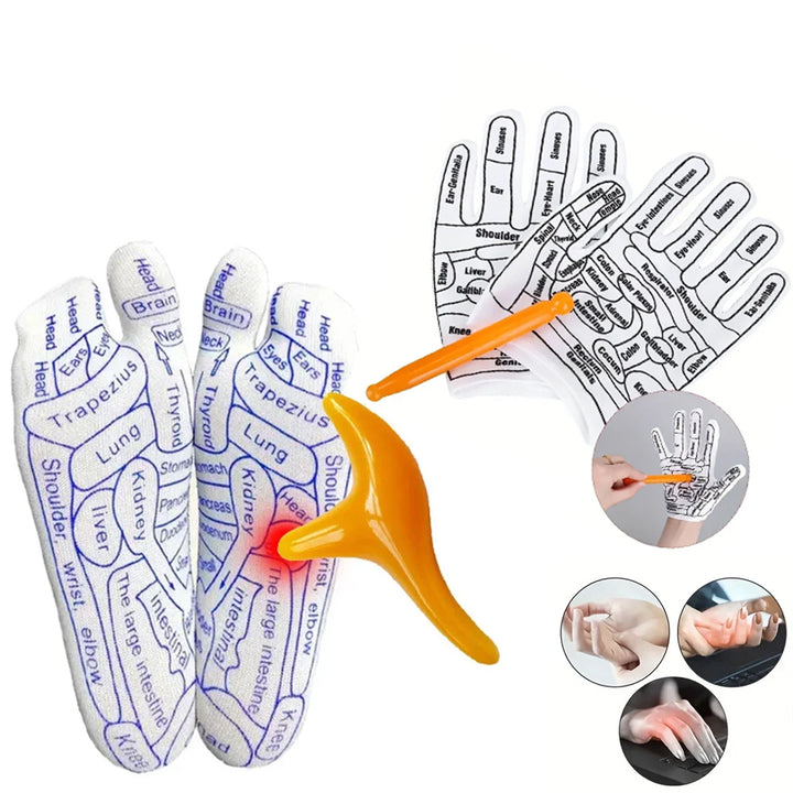 Premium Acupressure Massage Socks - 6 Pcs Reflexology Foot Therapy Set for Tired Feet, Cotton-Polyester Blend, Men’s & 