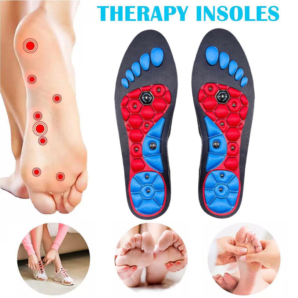 Premium Acupressure Foot Insoles for Men & Women - Orthopedic Gel Magnetic Shoe Inserts for Fatigue Relief, Odor Control  