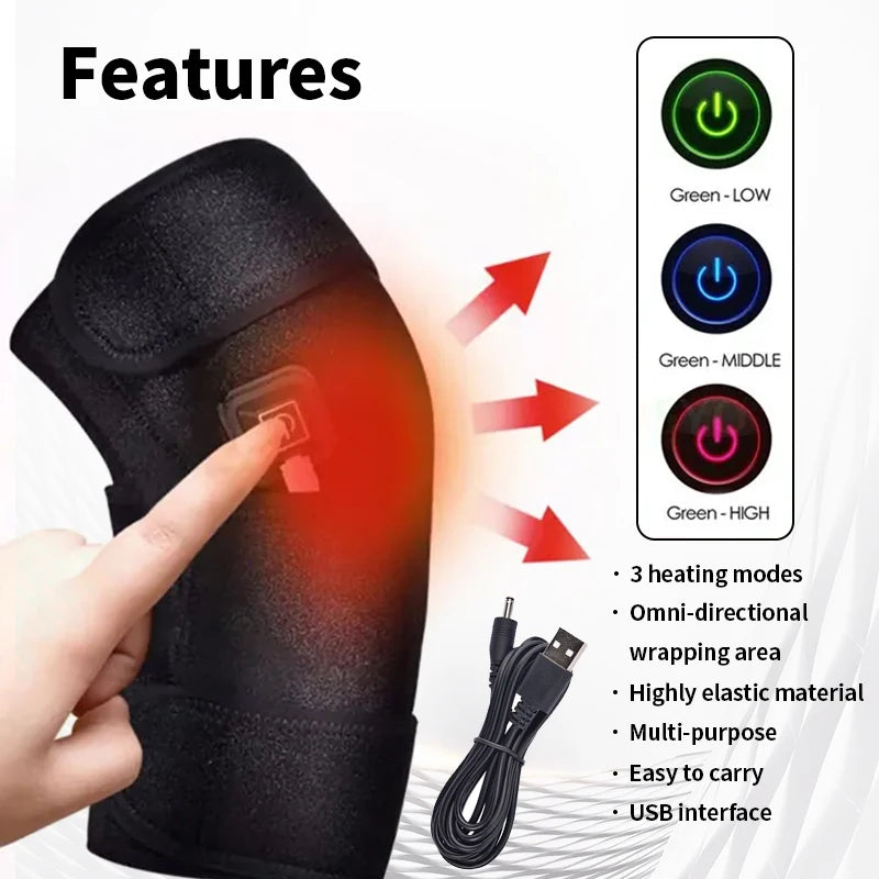 Premium USB Elbow Heating Pad for Arthritis Pain Relief - Thermal Therapy Massager with Adjustable Temperature (40-50°C) for 