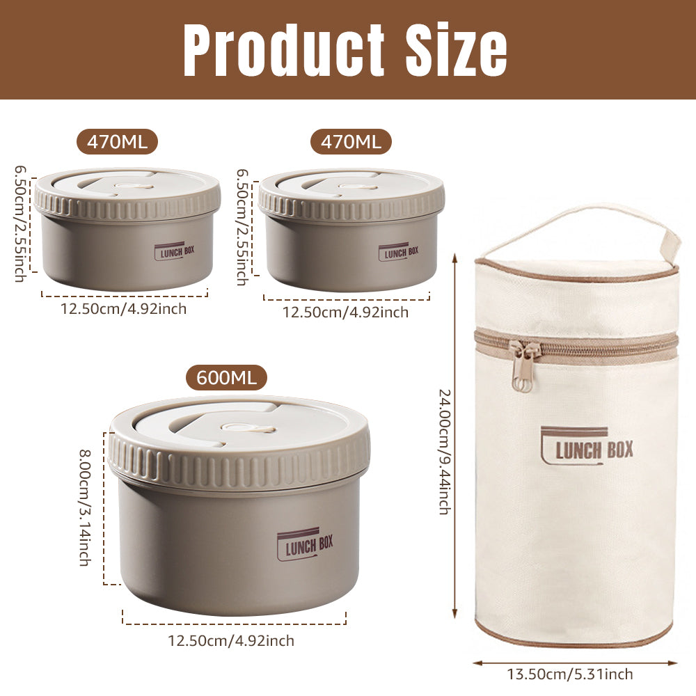 Premium Insulated Lunch Box Set – Portable Stackable Bento Box, Stainless Steel, Thermal Insulation, Keeps Food Warm or Cold,