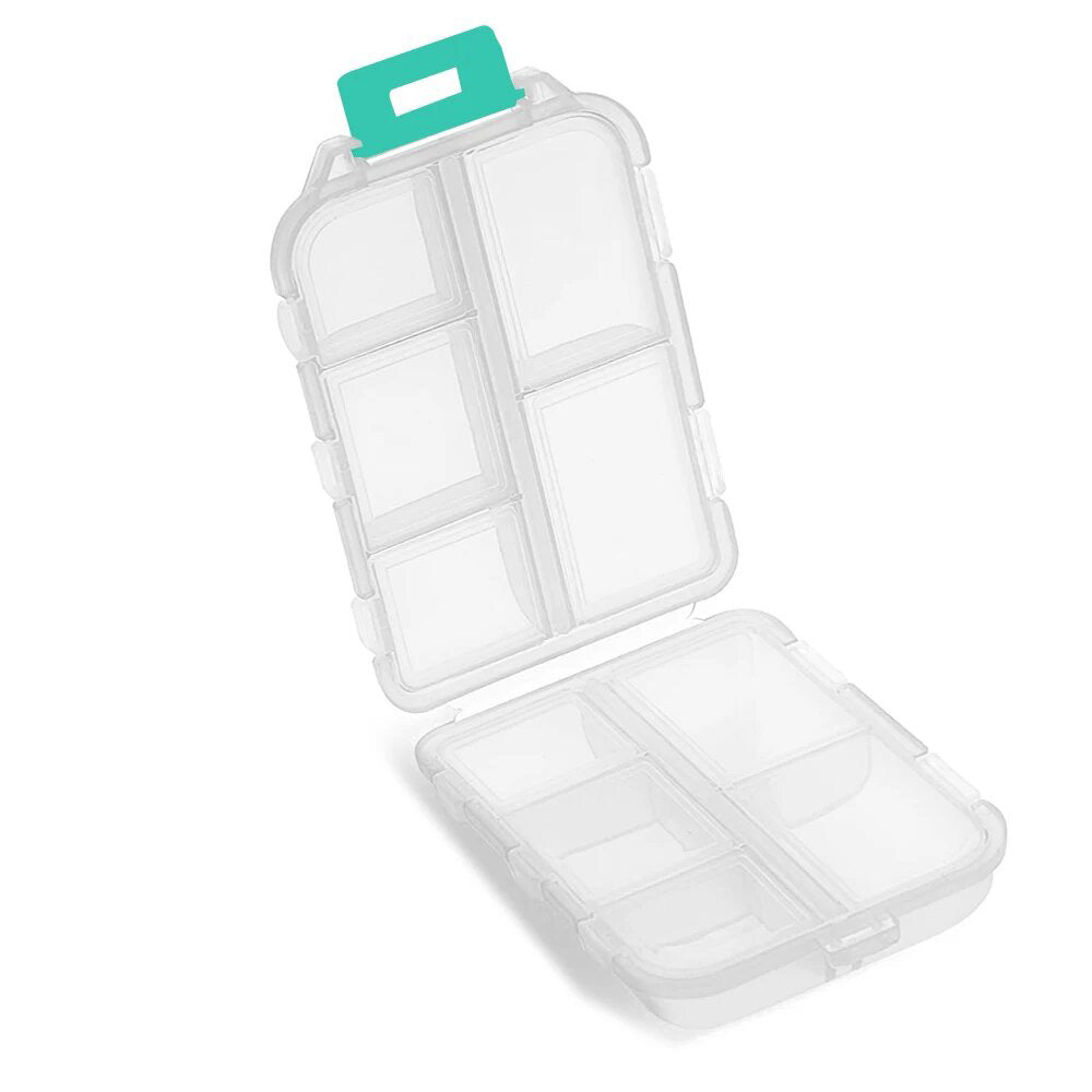 Premium Portable 10-Grid Pill Organizer – Compact Medicine Holder for Vitamins, Fish Oils, and Tablets – Moisture-Proof, Eco-Friendly Wheat Straw Design, Travel-Friendly Storage Case - StrengthXPhysiotherapy