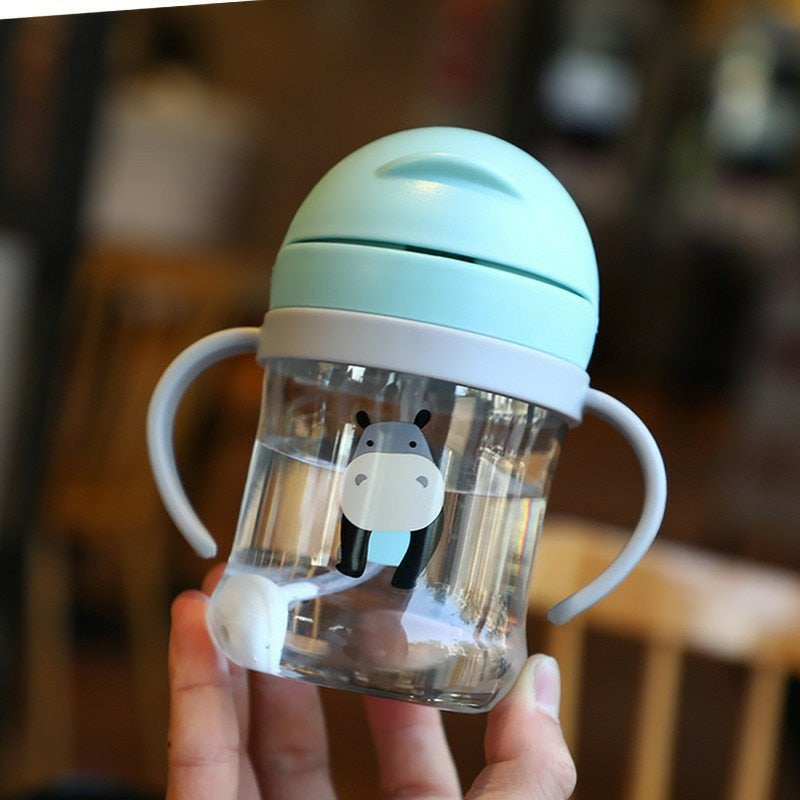 Premium 250ml Kids Water Cup – Anti-Choke, Spill-Proof, with Suction Ball & Straw, Cute Cartoon Design, Ideal for Toddlers 