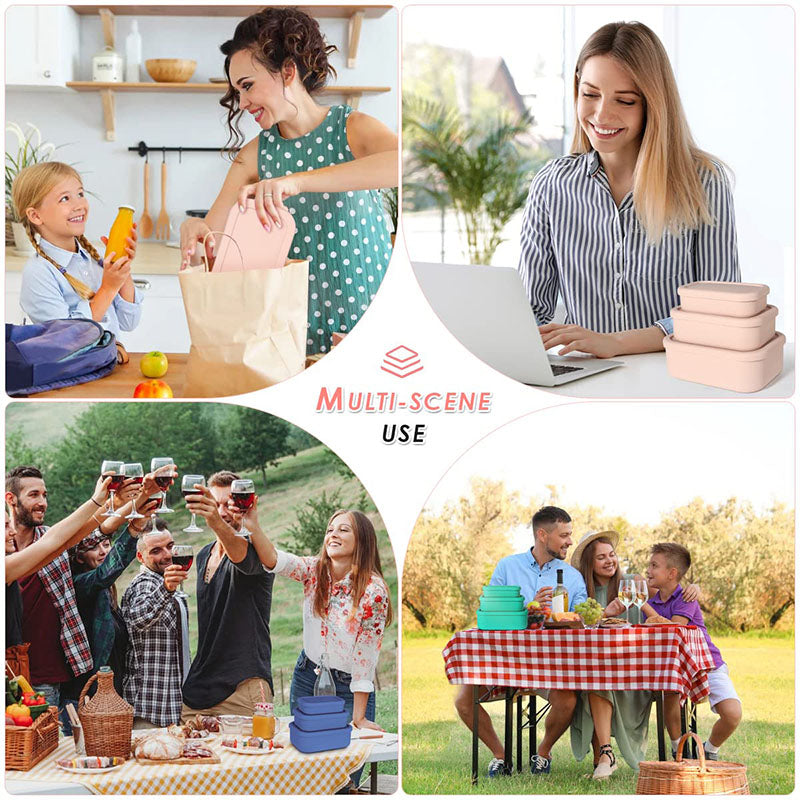 Premium Leak-Proof Bento Lunch Box – Reusable Silicone Meal Prep Container, BPA-Free, Microwave & Dishwasher Safe, Perfect  