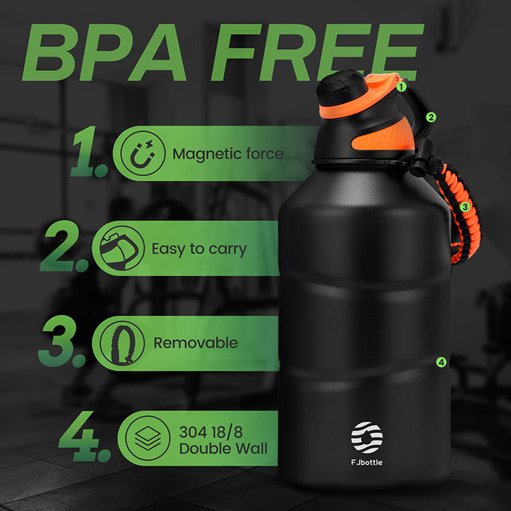 Premium 1.9L Stainless Steel Thermos Bottle – Large Capacity Cold & Hot Vacuum Flask with Rope, Thermal Water Bottle for Gym,