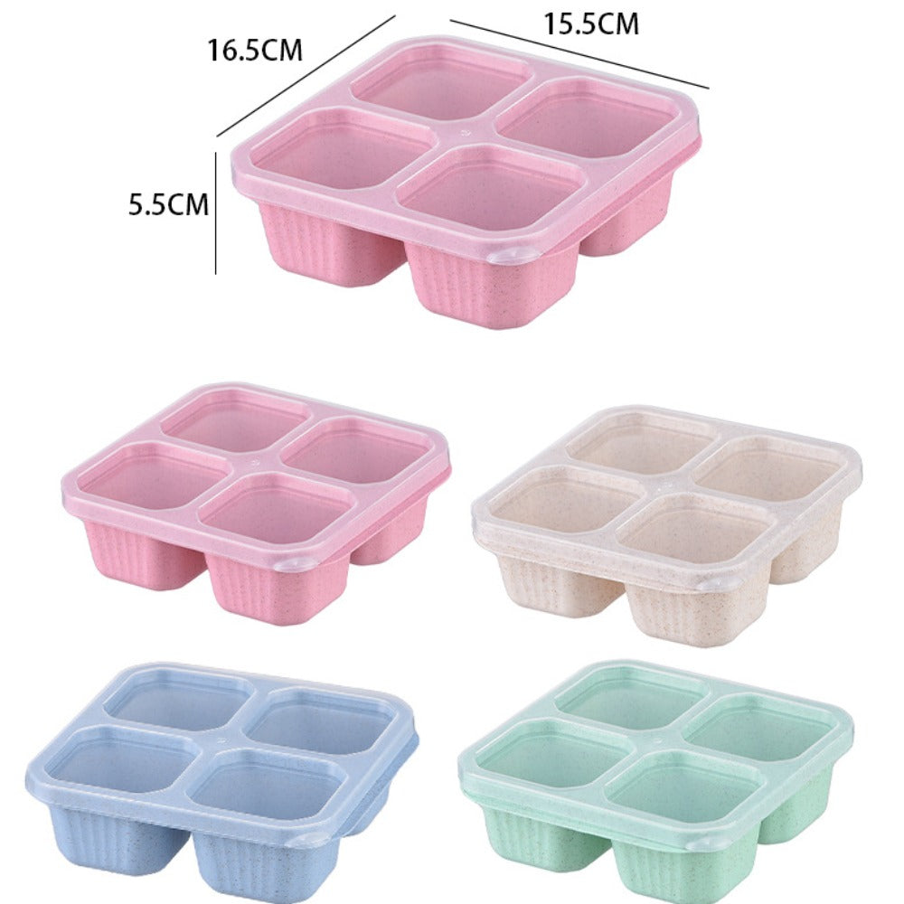 Premium Reusable 4-Grid Snack Containers – Portable Meal Prep Lunch Box, Leak-Proof, Large Capacity, Multi-Compartment 
