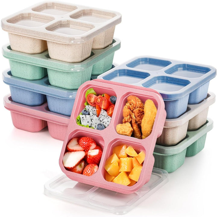 Premium Reusable 4-Grid Snack Containers – Portable Meal Prep Lunch Box, Leak-Proof, Large Capacity, Multi-Compartment 