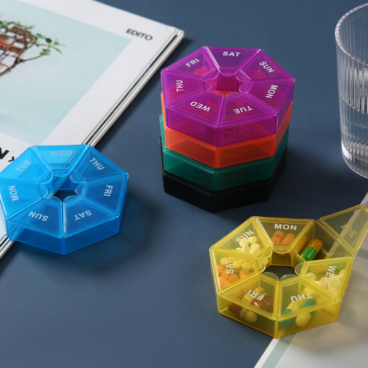 Premium Mini Portable Pill Organizer – Weekly Travel Tablet Holder, Compact 7-Day Storage Box for Pills, Vitamins, and  