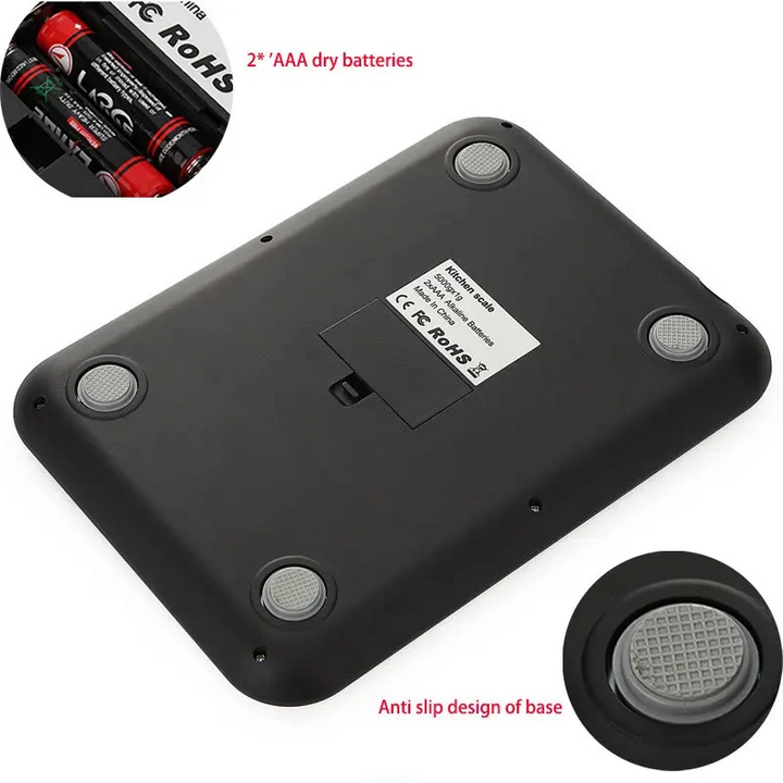 Premium Kitchen Scale 15Kg/1g – Stainless Steel Digital Food and Coffee Weighing Scale, LED Display, Battery-Powered, Multi-