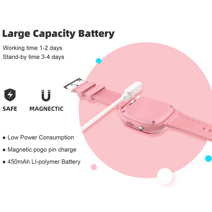 Premium Kids Smart Watch Phone – 2G GSM, LBS Location, SOS, Voice Chat, Camera, Flashlight, Alarm, Silicone Strap,