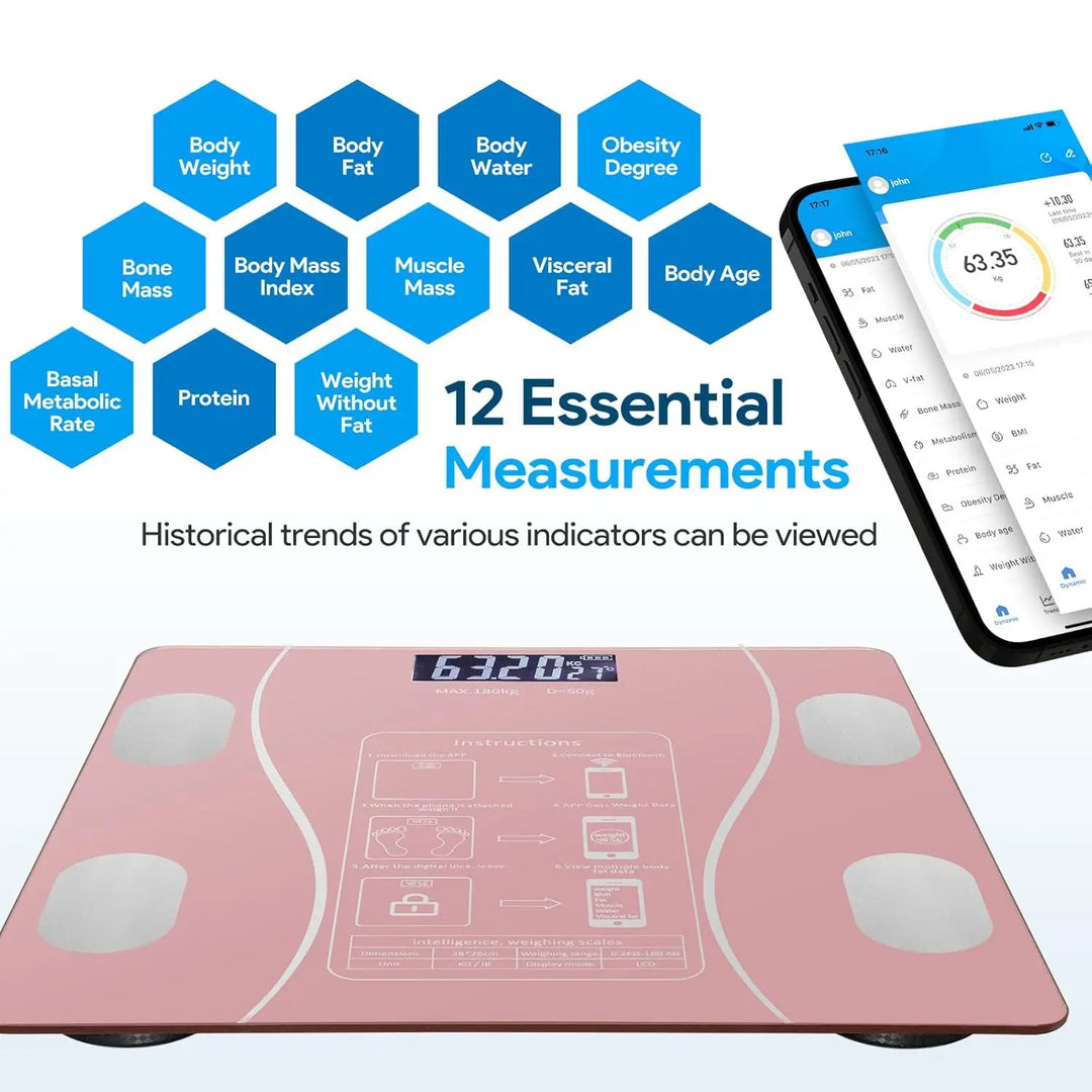 Premium LED Body Composition Scale – Accurate Digital Bathroom Scale with Body Fat Analysis, Bluetooth Connectivity, Health 