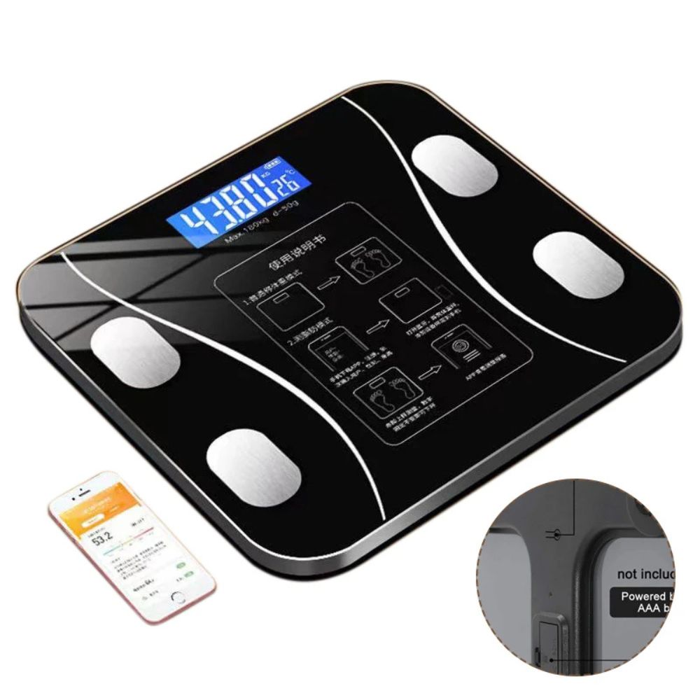 Premium Smart Digital Body Weight Scale – Wireless Fat Analyzer with Smartphone App, Tempered Glass Design, Available in, 