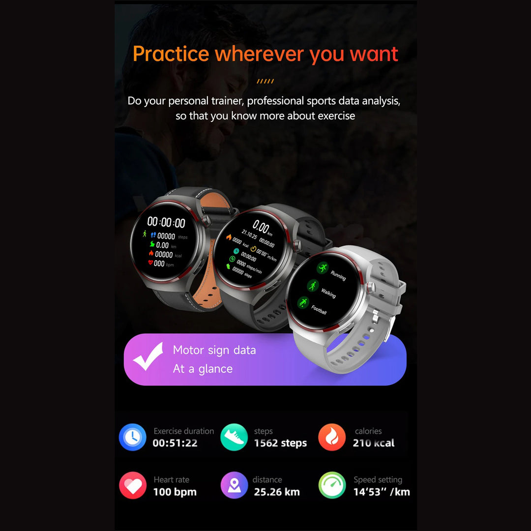 Premium Smartwatch for Men – 1.53'' AMOLED HD Screen, GPS, NFC, Bluetooth Calling, IP68 Waterproof, Heart Rate & Blood Pressure Monitoring, AI Voice Assistant, Sports & Fitness Tracker, 2024 - StrengthXPhysiotherapy