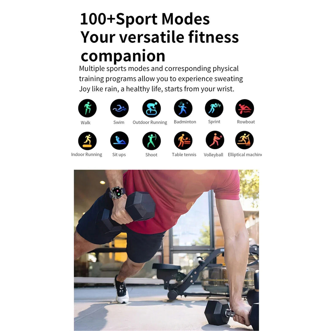 Premium Smartwatch with 1.43" AMOLED Display – Voice Calling, 100 Sports Modes, Military Grade Toughness, Waterproof, 7-Day Battery, Bluetooth, Custom Watch Faces - StrengthXPhysiotherapy