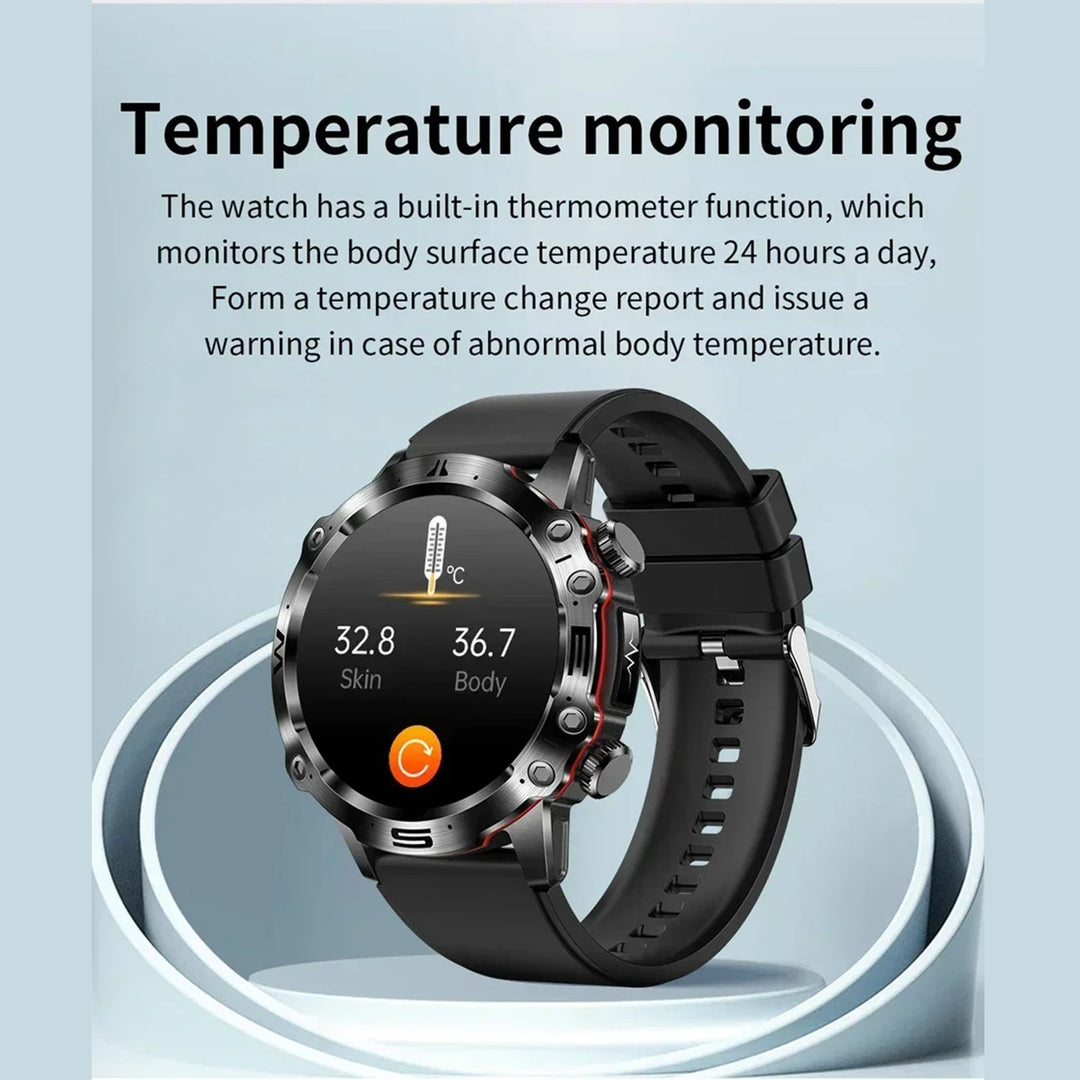 Premium Smartwatch with 1.43" AMOLED Display – Voice Calling, 100 Sports Modes, Military Grade Toughness, Waterproof, 7-Day Battery, Bluetooth, Custom Watch Faces - StrengthXPhysiotherapy