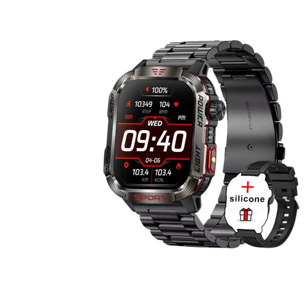 Premium GPS Smartwatch for Men – 2.01" HD Display, Waterproof, Bluetooth Calling, Compass, Flashlight, Fitness Tracker, 600m 