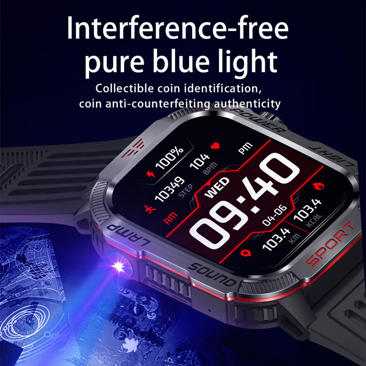 Premium GPS Smartwatch for Men – 2.01" HD Display, Waterproof, Bluetooth Calling, Compass, Flashlight, Fitness Tracker, 600m 