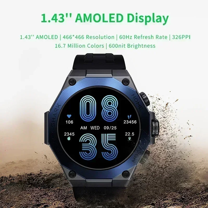 Premium Smartwatch for Men & Women – 1.43" AMOLED Display, GPS, 100+ Sports Modes, 21 Days Battery Life, 5ATM Waterproof, 