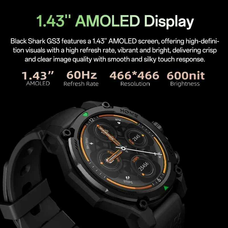 Premium Smartwatch for Men & Women – 1.43" AMOLED Display, GPS, 100+ Sports Modes, 21 Days Battery Life, 5ATM Waterproof, 