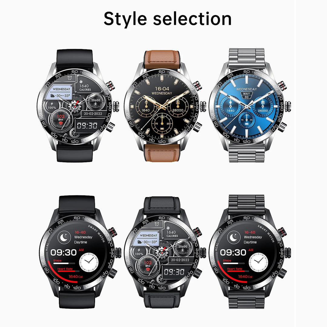 Premium Smartwatch for Men – ECG + PPG, Bluetooth Call, AMOLED Full Touch, NFC, Sports Mode, Waterproof, Heart Rate, Blood Pressure, Sleep Monitoring, Compatible with Android & iOS - StrengthXPhysiotherapy